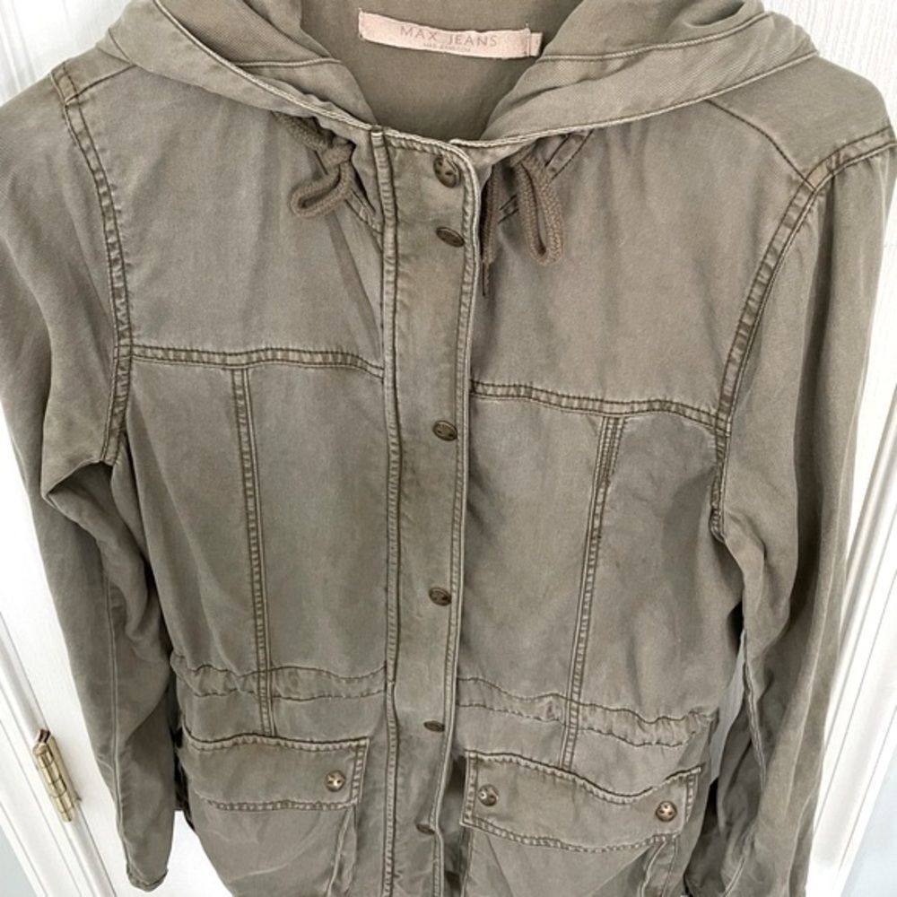 Max Jeans Drawstring Hooded Utility Jacket - Picture 11 of 11
